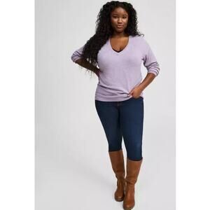 Torrid Everyday V-Neck Sweater Women's Purple Size 1X Reglan Sleeve NWT